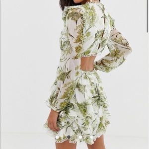 asos floral cluster embellished balloon sleeve mini dress